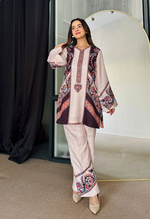 Winter Bloom Pastel Kurta Set